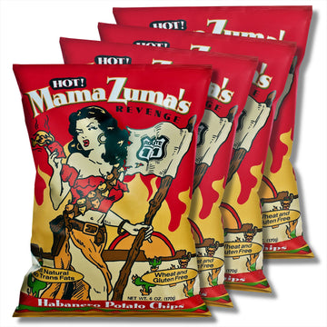 Route 11 Potato Chips Mama Zuma's Revenge - 4 Bags (6 oz each) Spicy Habanero Jalapeno Chips - Hot & Flavorful Snack