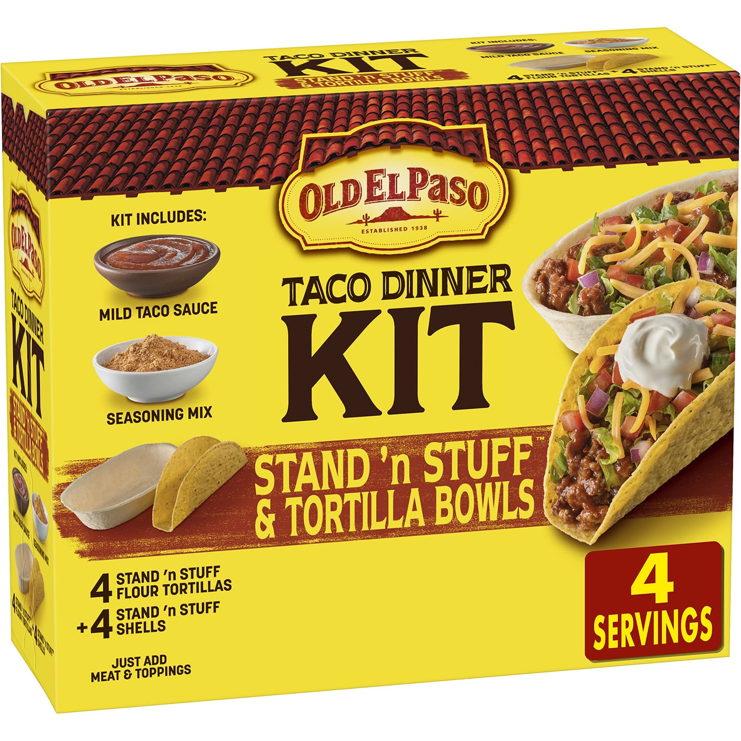 Old El Paso Stand N Stuff Shells and Tortilla Bowls, Hard & Soft Taco Dinner Kit, 9.4 oz.