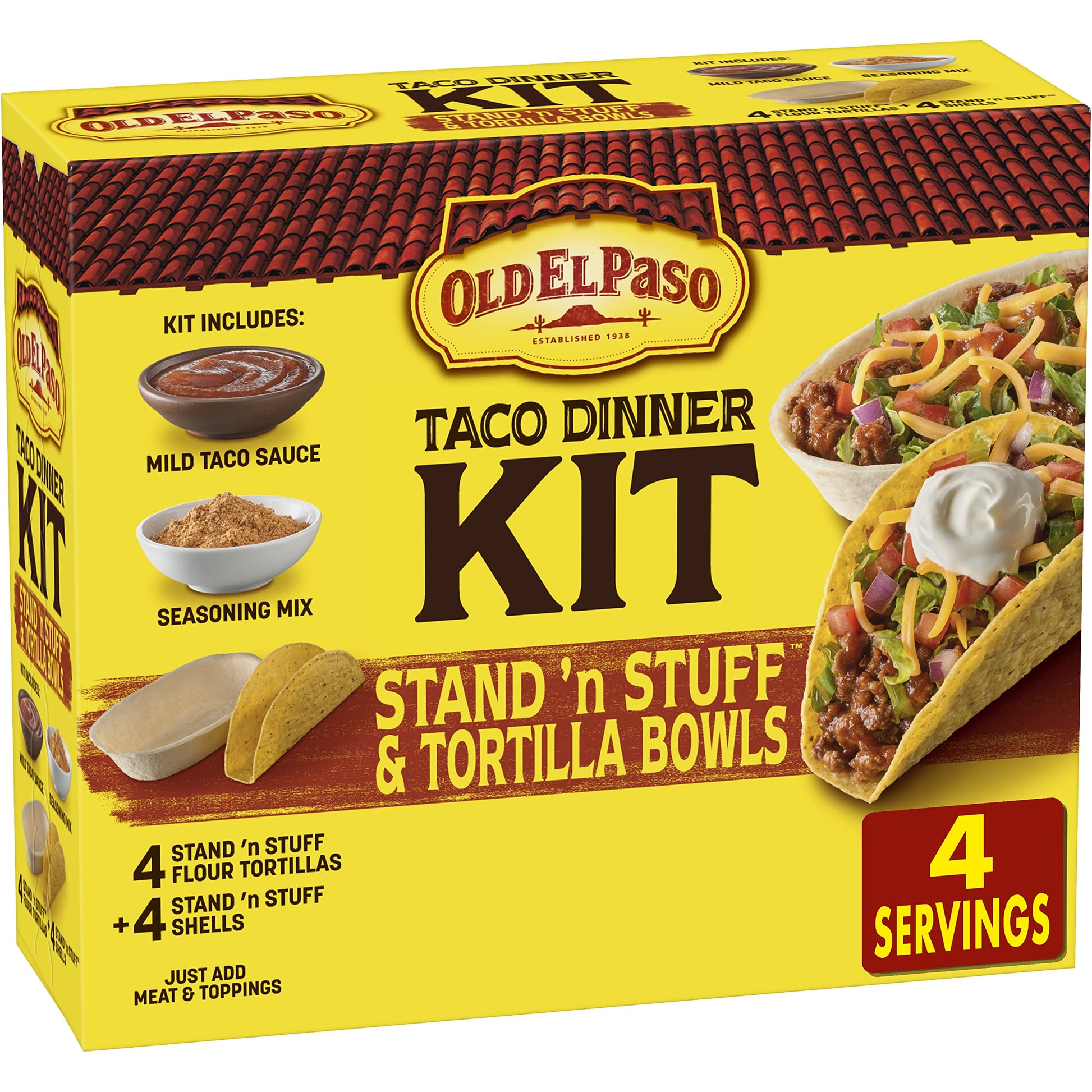 Old El Paso Stand N Stuff Shells and Tortilla Bowls, Hard & Soft Taco Dinner Kit, 9.4 oz.