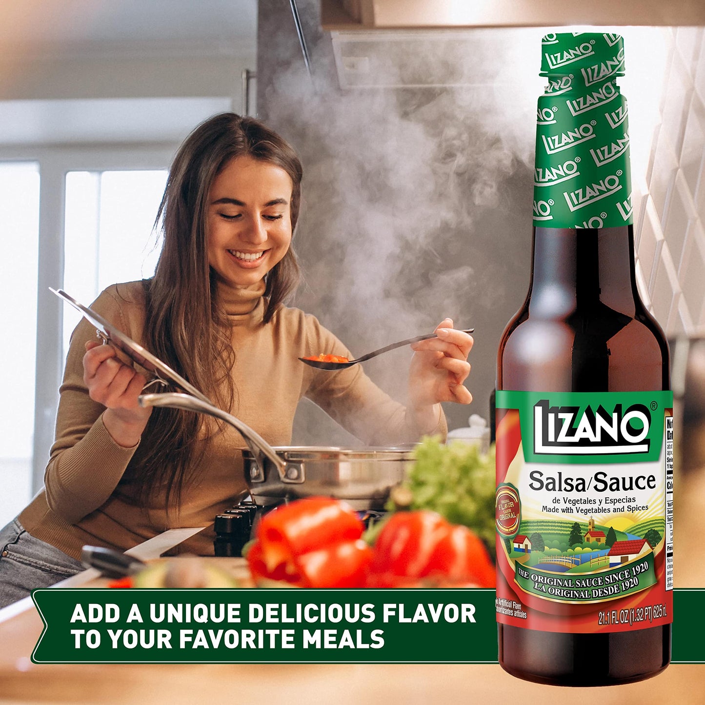 Lizano Salsa Sauce with Vegetables and Spices - 21.1 fl oz - Authentic Brown Costa Rican Flavor - Perfect for Cooking and Dipping