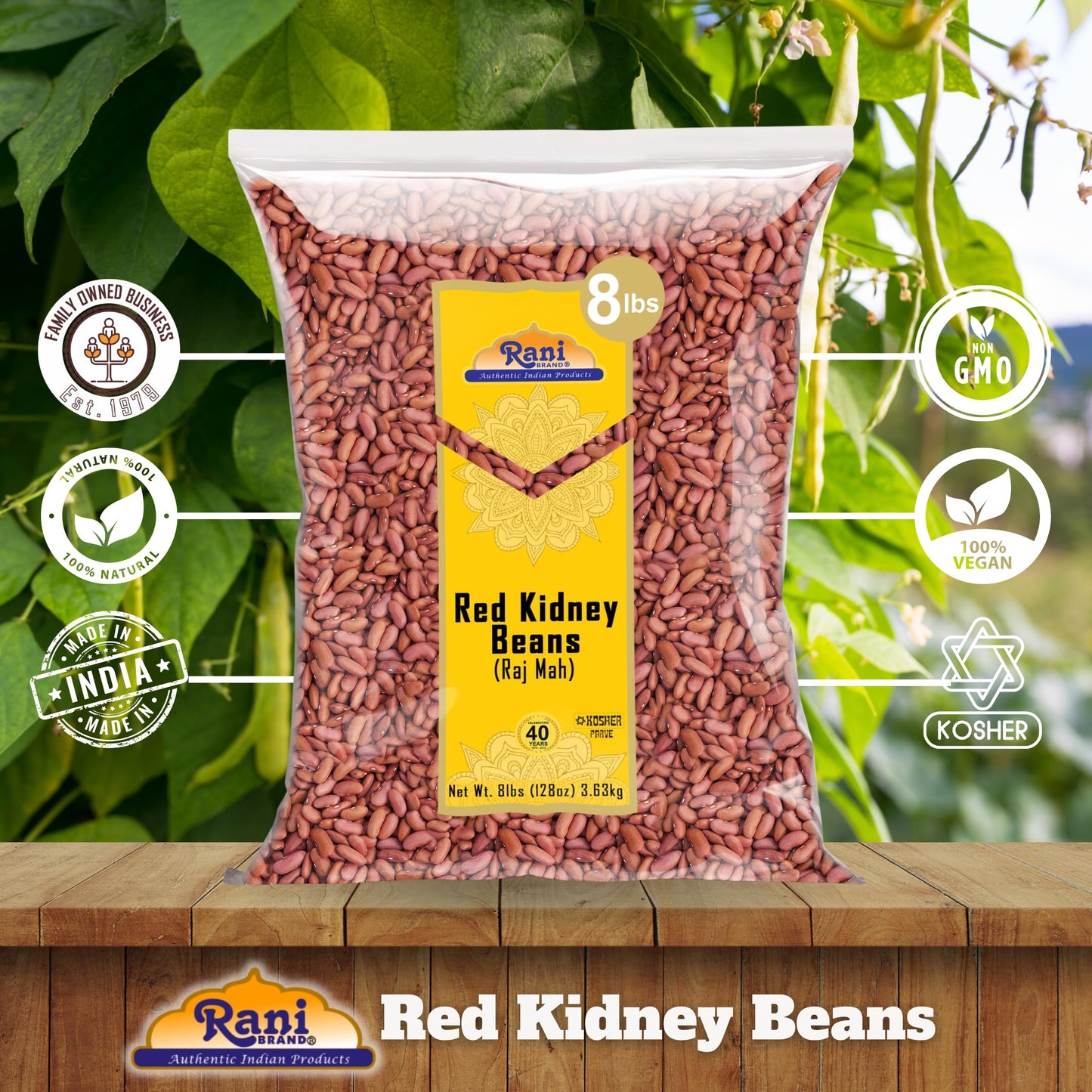 Rani Red Kidney Beans, Light 128Oz (8Lbs) 3.63Kg Bulk ~ All Natural | Vegan | Gluten Friendly | Non-Gmo | Kosher | Raj Mah