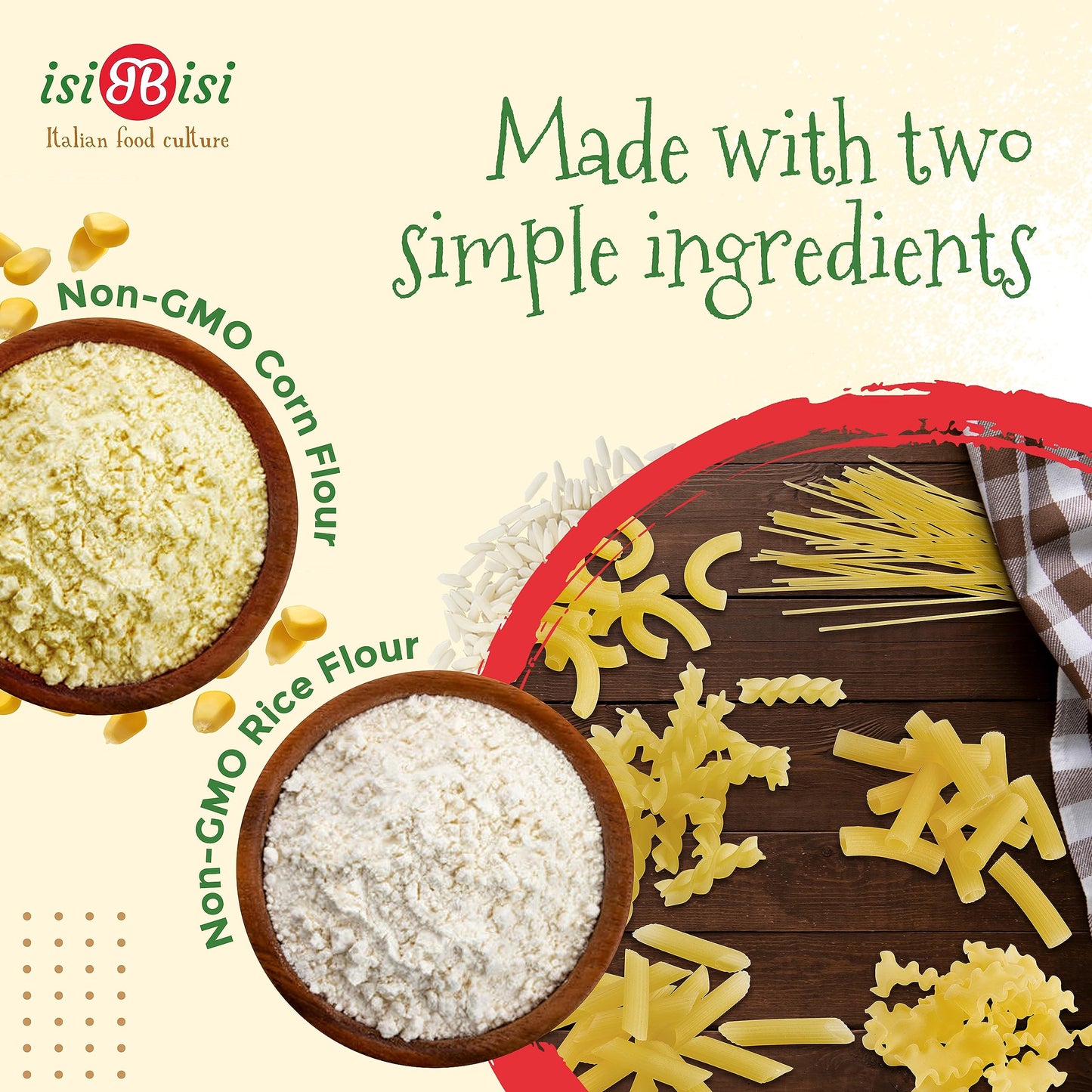 Isibisi Gluten Free Pasta Sampler - Penne, Spaghetti, Rigatoni, Elbow, Baby Mafalda Pasta, Spirali Noodles - Italian Pasta In Bu