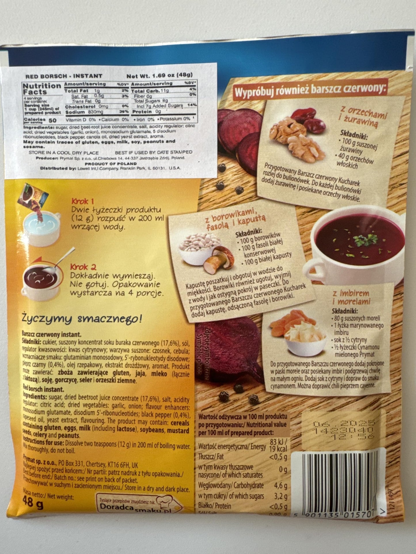 Kucharek Barszcz Czerwony Instant Red Borscht Soup Mix (5-Pack)