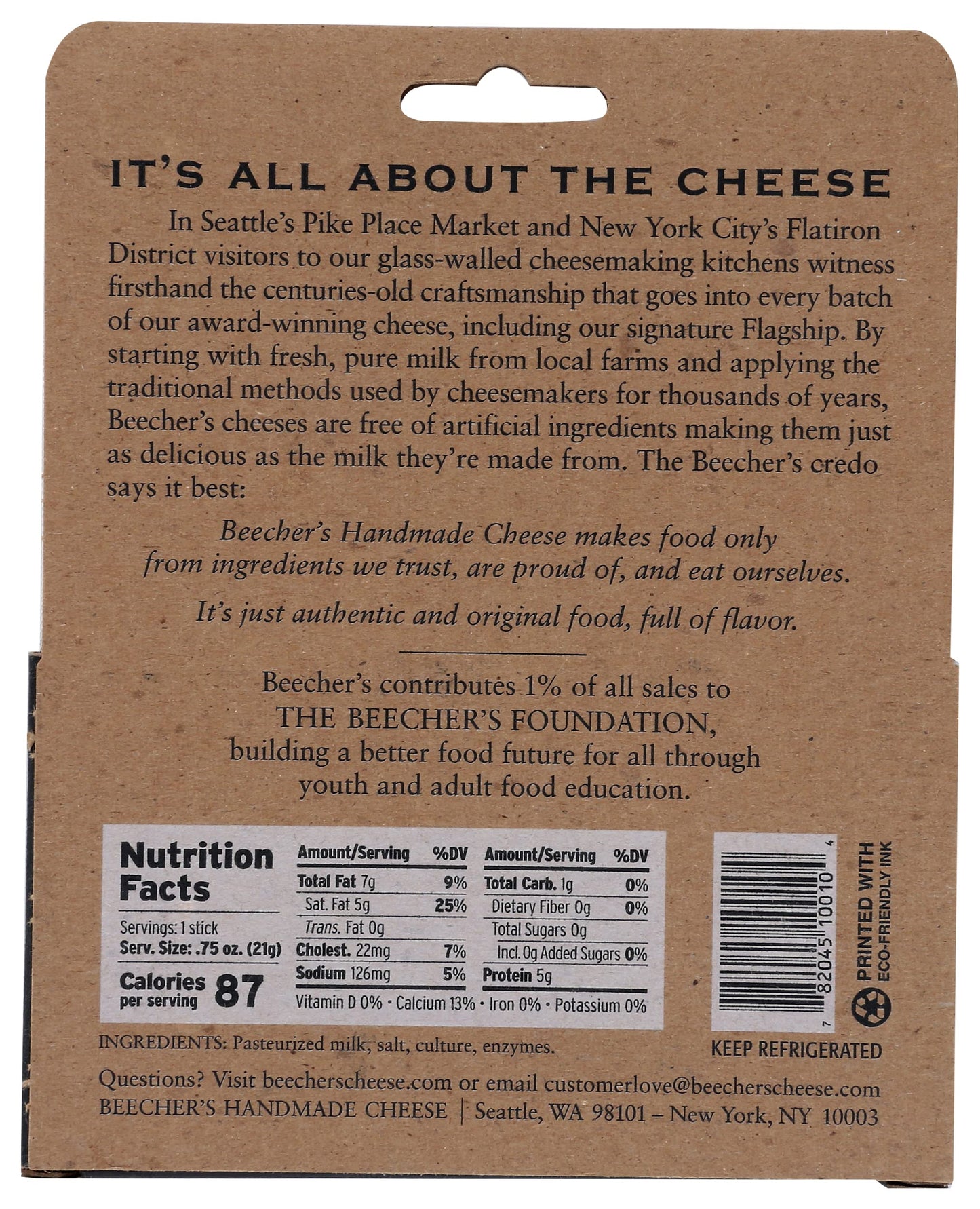 Beechers Flagship Cheese Stick 8 Count, 6 Oz