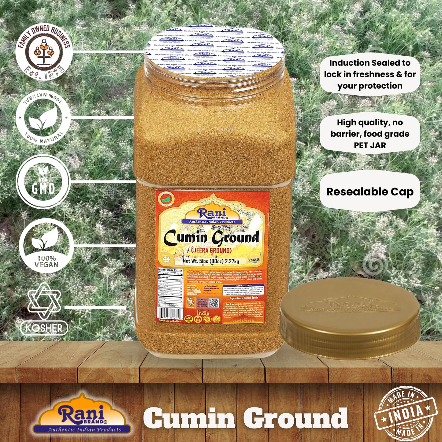 Rani Cumin (Jeera) Powder Spice 80Oz (5Lbs) 2.27Kg Bulk Pet Jar ~ All Natural | Vegan | Gluten Friendly | Non-Gmo | Kosher | Ind