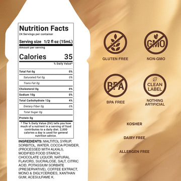 Monin Sugar Free Dark Chocolate Sauce, Velvety & Rich, 12 Fl Oz, Gluten-Free