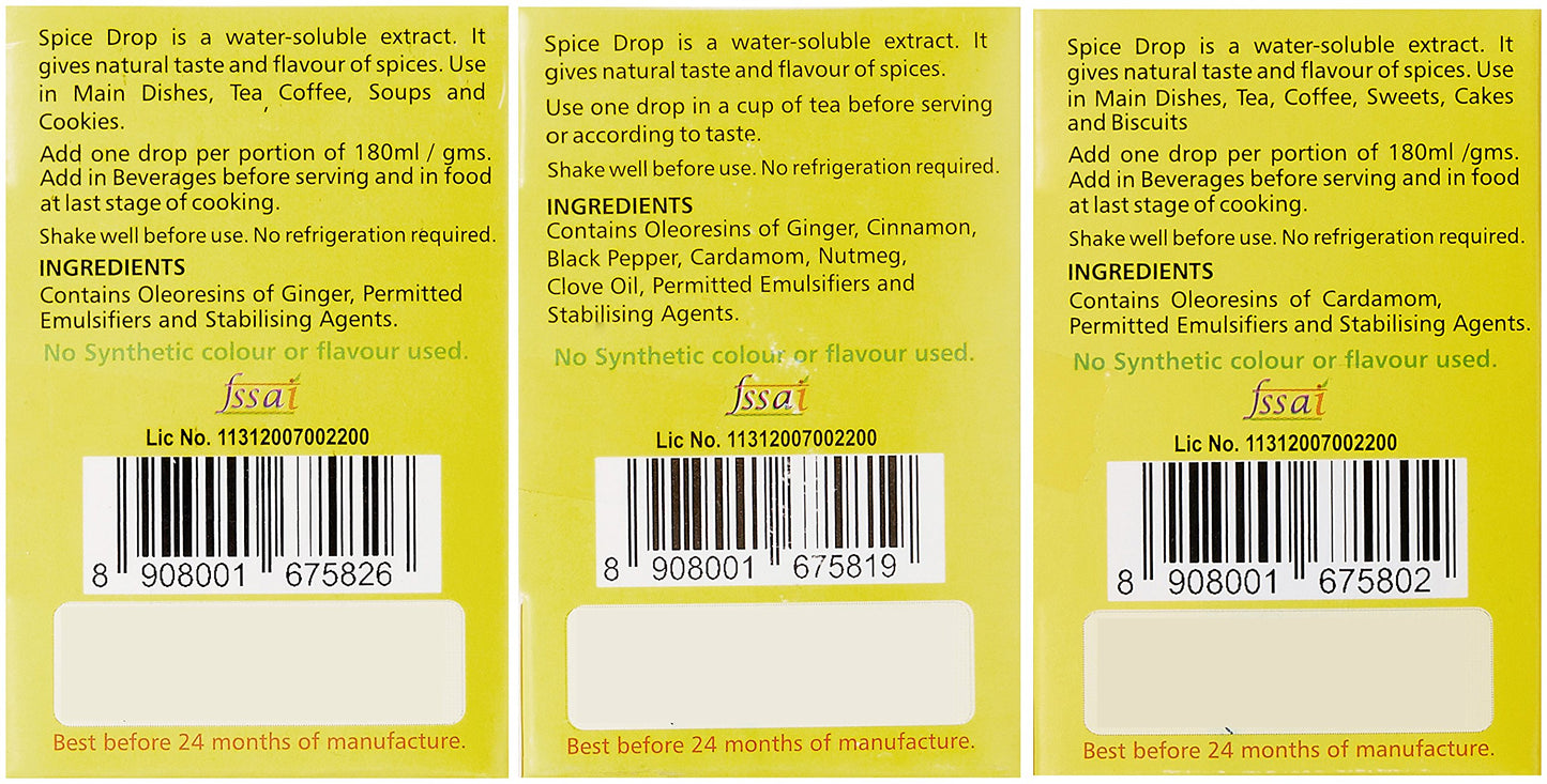 Spice Drop Chai Masala Tea Combo | Natural Extract Of Ginger (Adrak), Tea Masala (Chai Masala) And Cardamom (Elaichi) | Food, Be