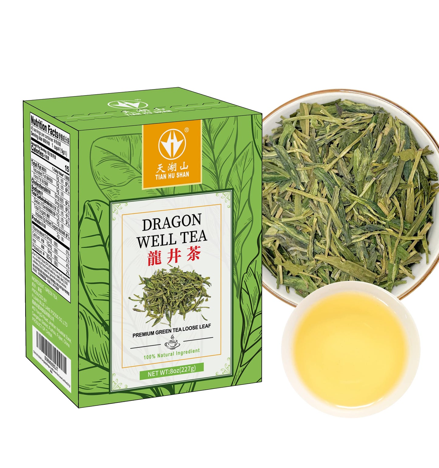 Tian Hu Shan First Grade Tea Chinese Longjing/Dragon Well Green Tea Loose Leaf 8Oz (227G)