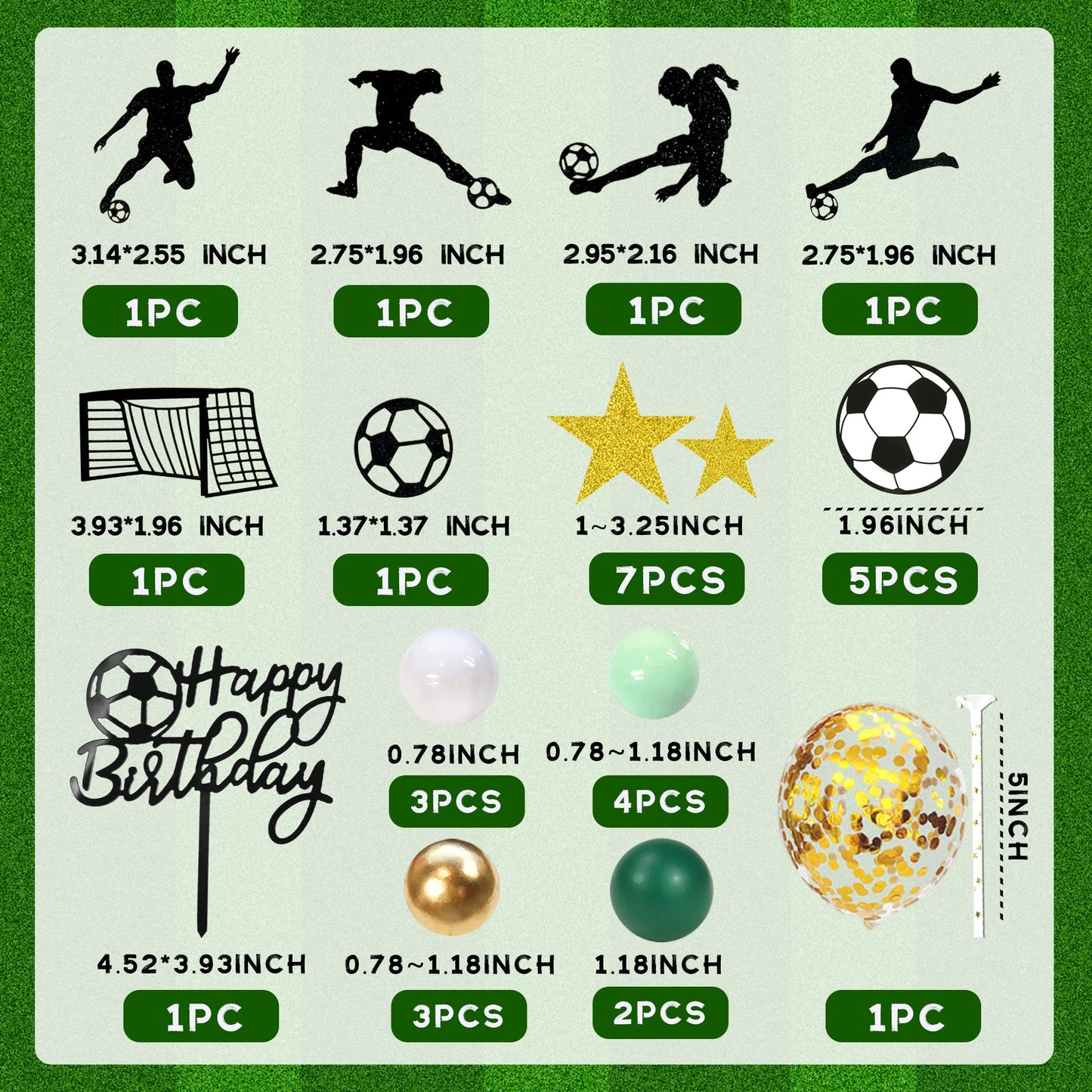 32 Pcs Soccer Cake Topper Decorations Soccer Ball Player Cake Decorations For Soccer Football Theme Birthday Sport Party Supplie