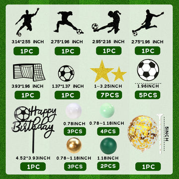 32 Pcs Soccer Cake Topper Decorations Soccer Ball Player Cake Decorations For Soccer Football Theme Birthday Sport Party Supplie