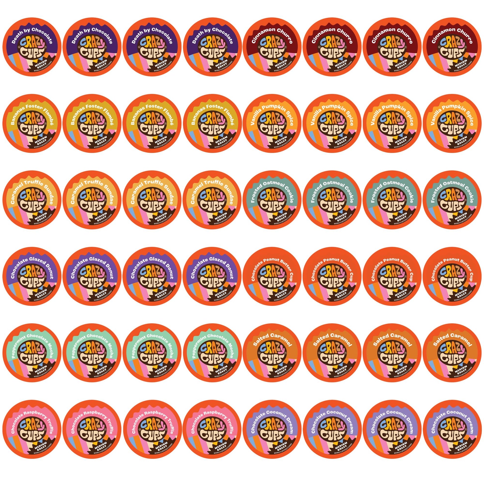 Crazy Cups Flavored Coffee Pods Variety Pack - Coffee Flavors And Chocolate Coffee Flavors For Keurig K Cups Machines, Medium Ro