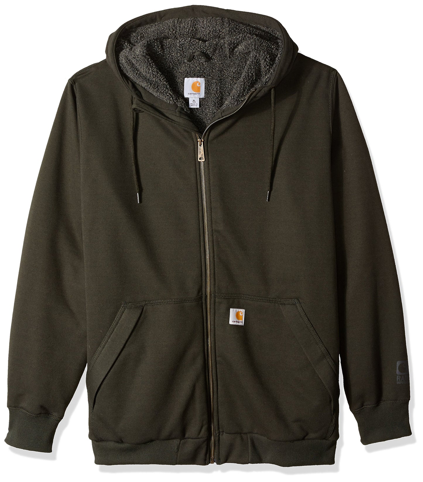 Carhartt Mens Rain Defender Rockland Sherpa Lined Hooded Sweatshirt, Peat, Xx-Large Us