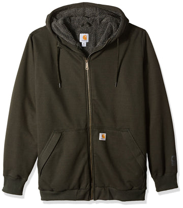 Carhartt Mens Rain Defender Rockland Sherpa Lined Hooded Sweatshirt, Peat, Xx-Large Us