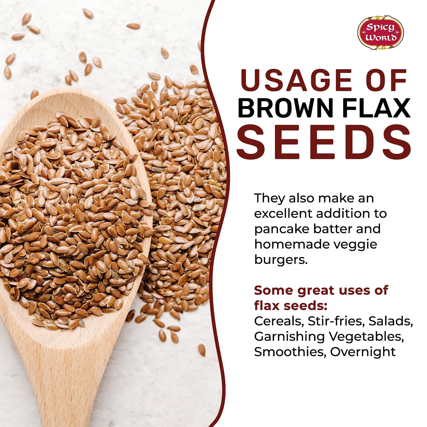 Spicy World Brown Flaxseed, 10 Pound Box - High Fiber, Nutrient-Rich Superfood