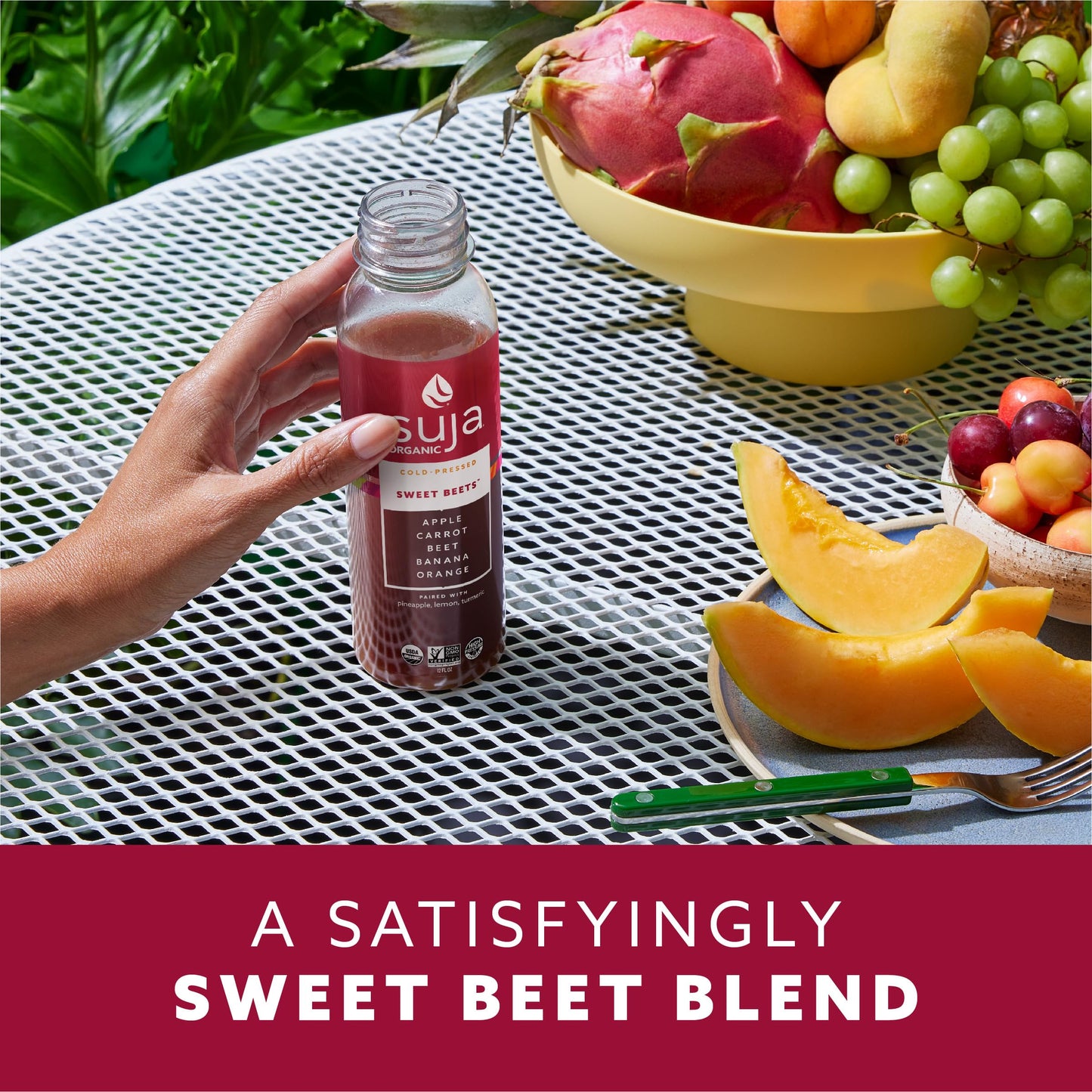 Suja Organic Cold-Pressed Sweet Beets, Apple, Carrot, Beet, Banana, Orange, 12 Fl Oz Bottle