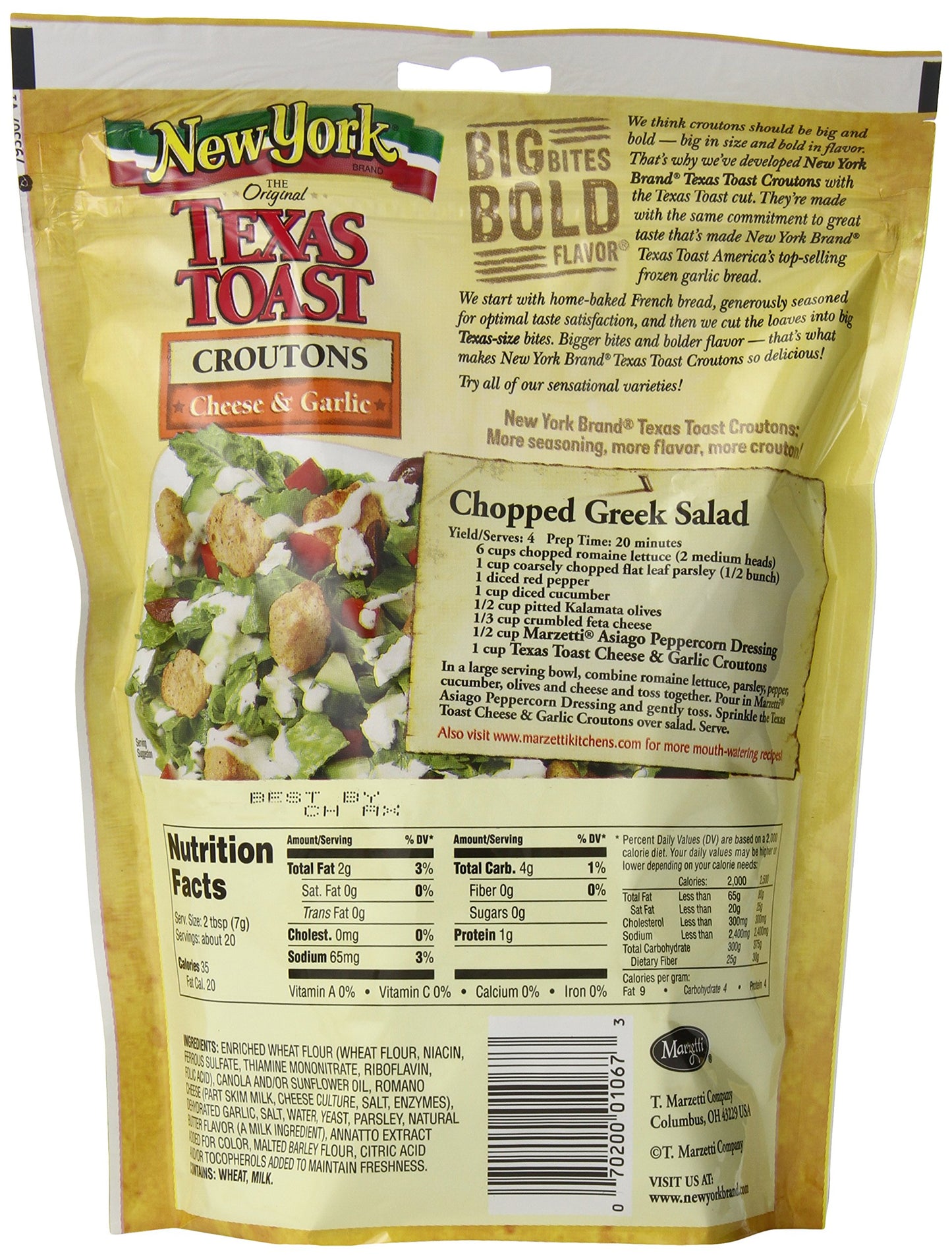 New York Texas Toast Croutons, Cheese & Garlic, 5 Ounce Bags, Pack of 12