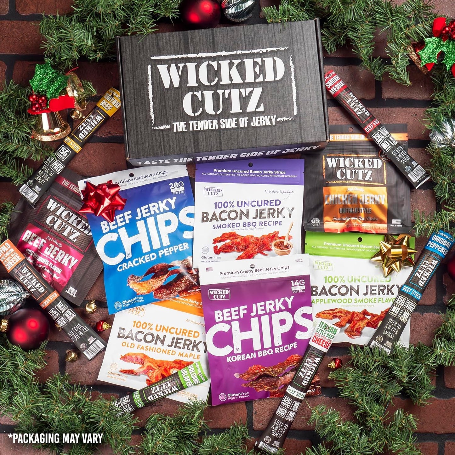 Wicked Cutz Beef Jerky Snack Sampler, 13 Tender & Flavorful Snacks, High Protein, Gluten Free, Low Carb, 1.77 oz Pack