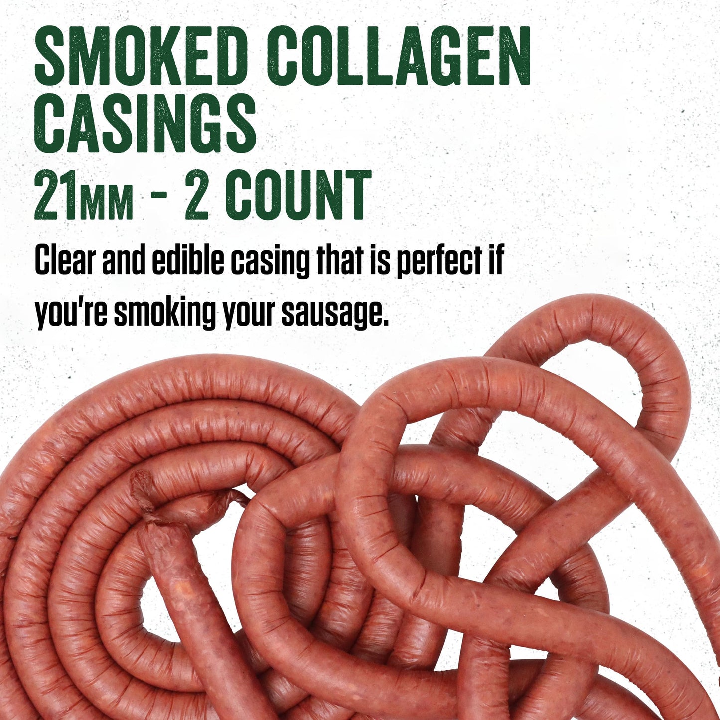 LEM Clear Smoked Collagen Casings, Edible Sausage Casings, 21mm, Model 136B, 2-Pack