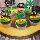 ZHUOWEISM Cupcake Toppers, 24 PCS Bamboo Glitter Leaves for Birthday Party, Design 2