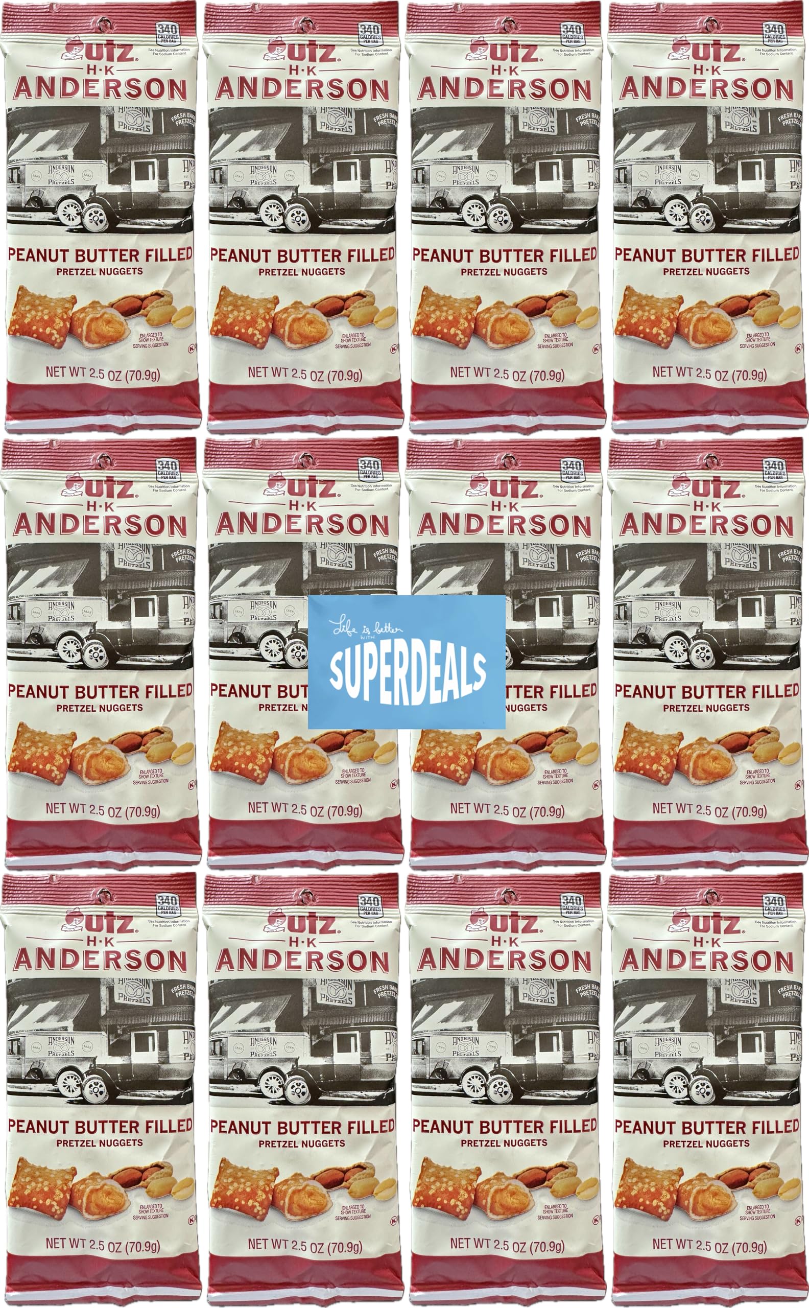 HK Anderson Peanut Butter Filled Pretzel Nuggets, 2.5oz Bag (12-Pack)