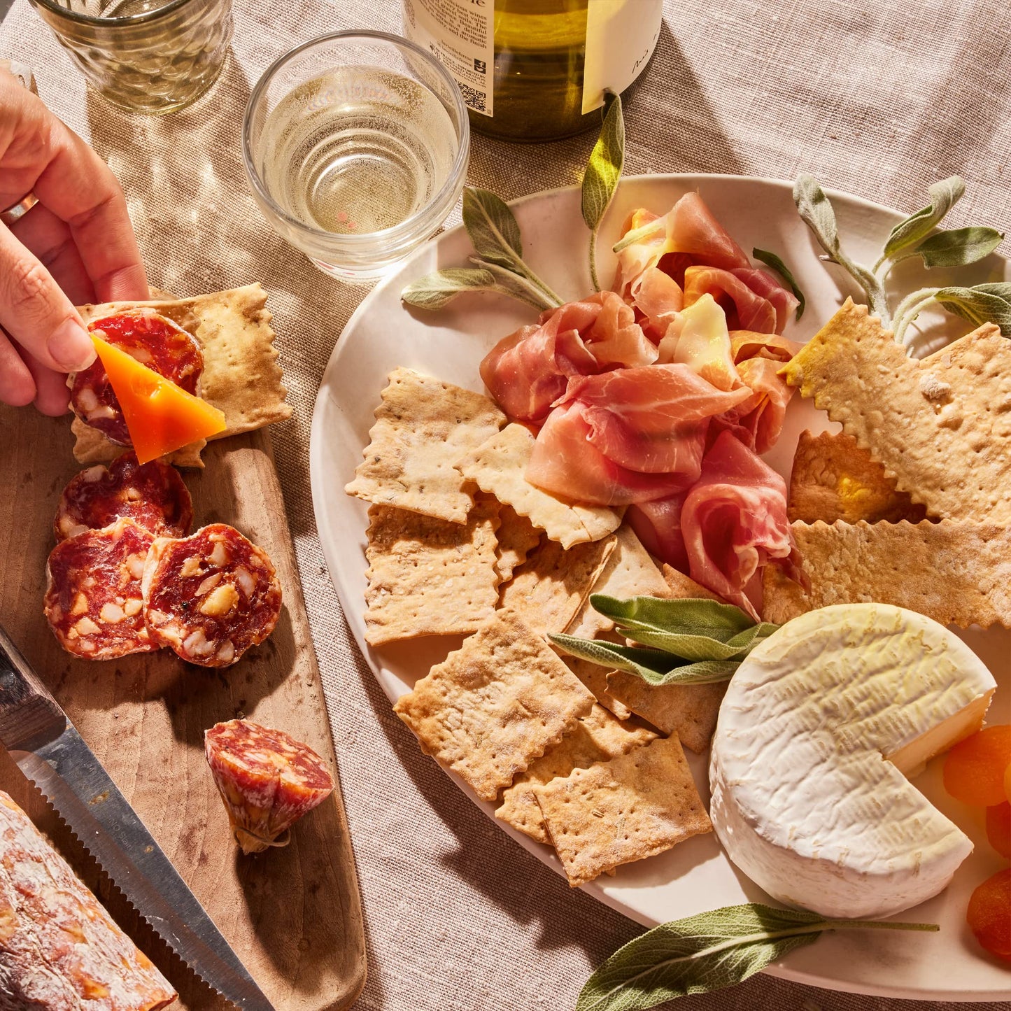 Rustic Bakery Handmade Sourdough Flatbread Cracker Bites - Olive Oil & Sel Gris - Sea Salt Charcuterie Crackers for Cheese Platt