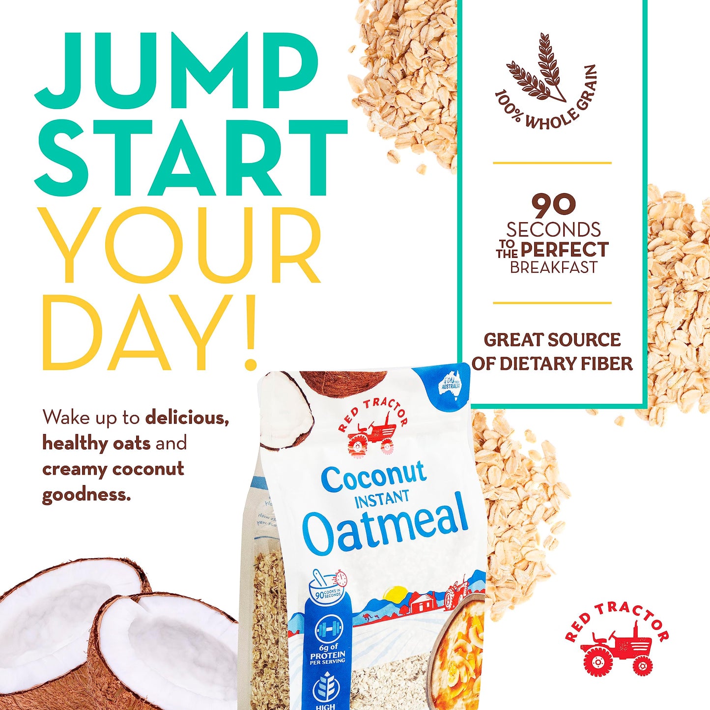 Red Tractor creamy Style coconut Instant Oats 400g 1 Pack (1 Pack)