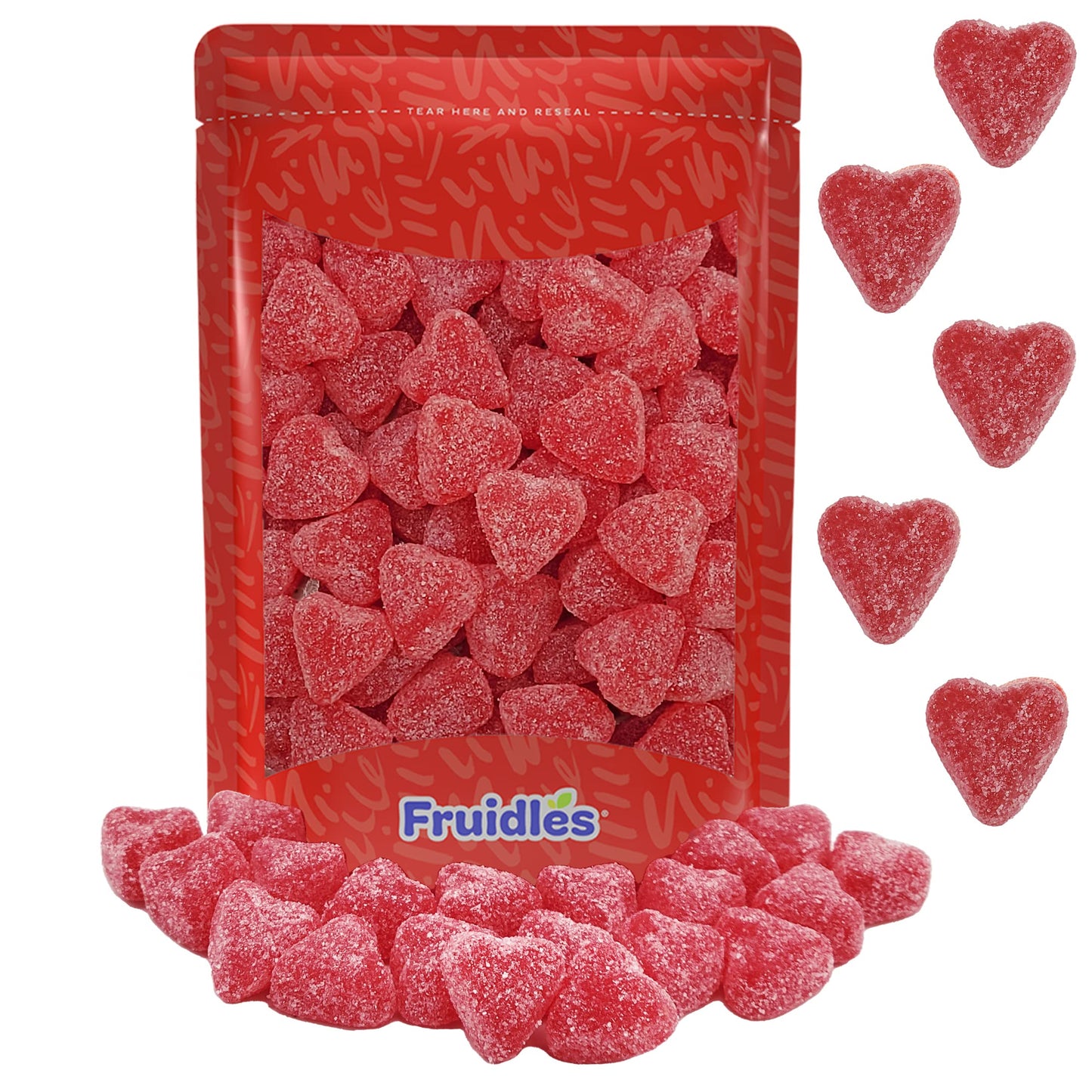 Fruidles Valentines Cherry Hearts Jelly, Delicious Gummy Candy, Fun and Festive Holiday Snacking, Party Favor (1 Pound)