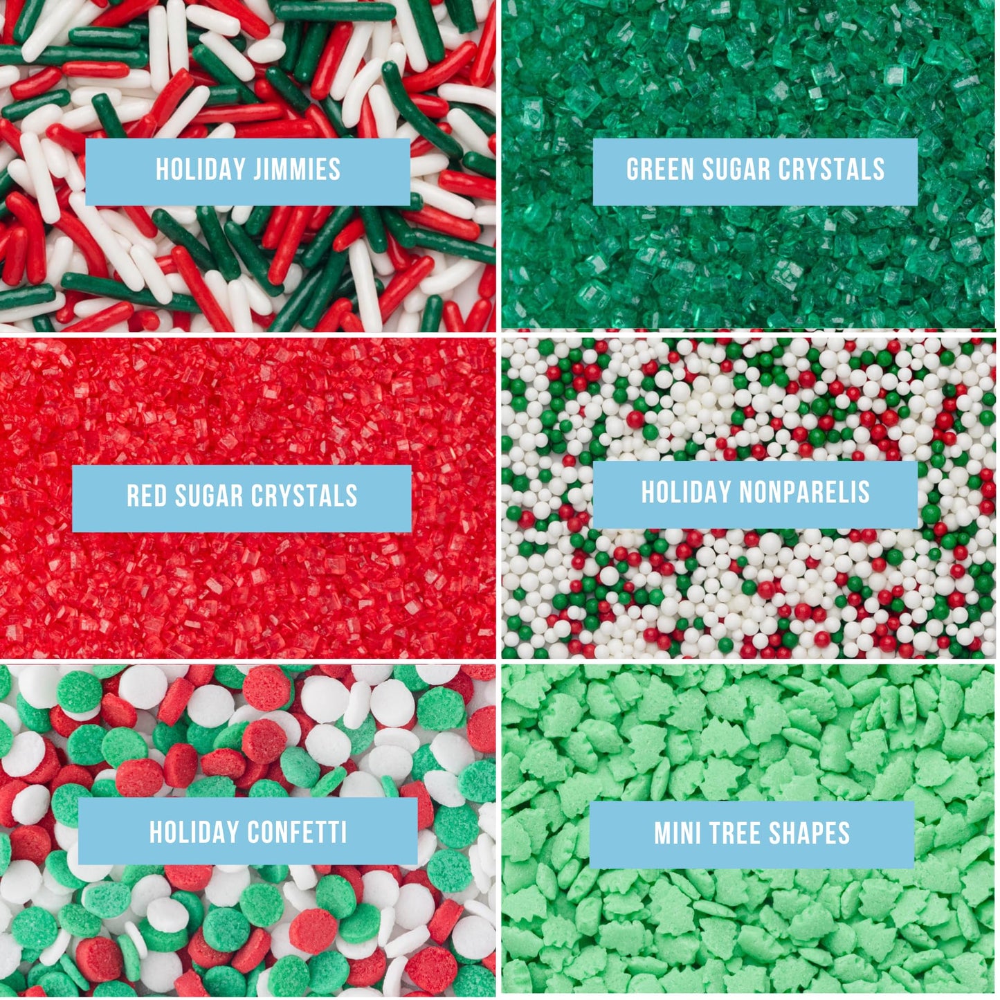Sweets Indeed Christmas Sprinkles, Edible Sprinkle Mix, Tree Confetti, Jimmies, Sanding Sugar, Perfect For Cake Decorations, Bak
