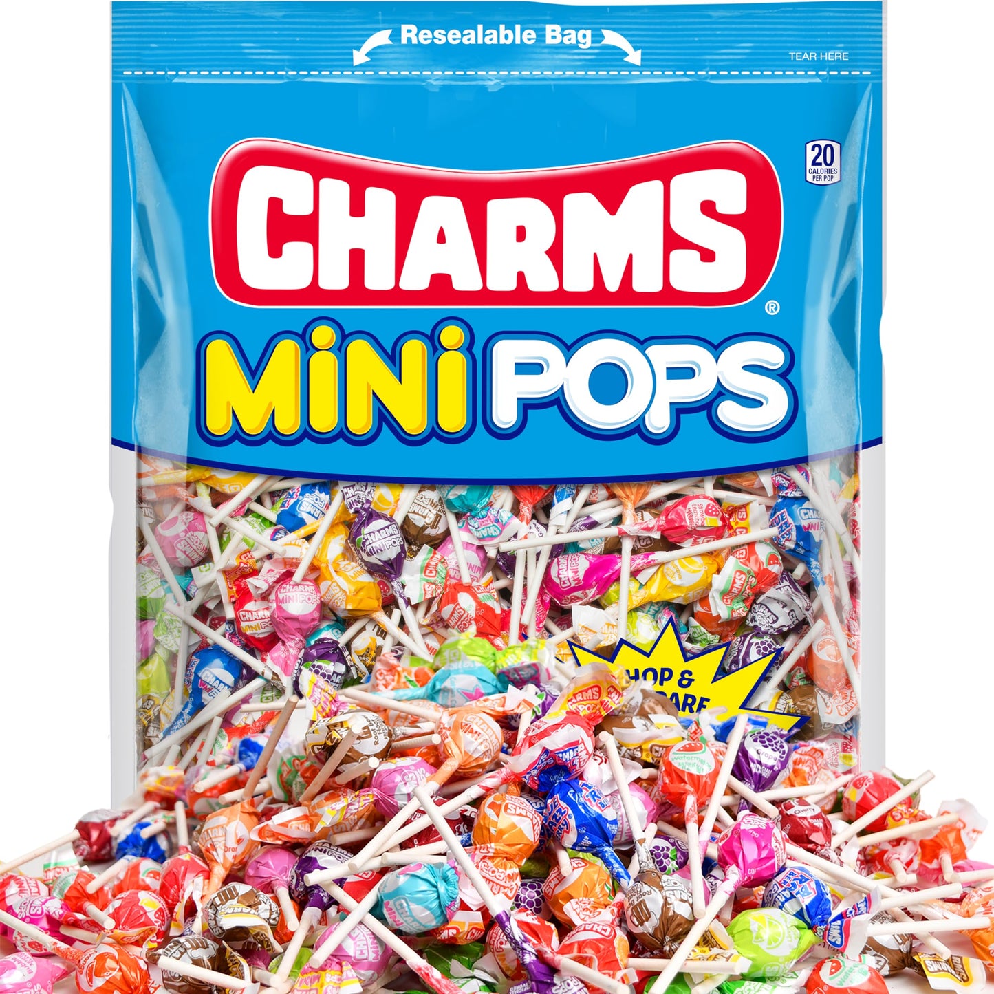 Tootsie Roll Charms Mini Pops - 4.5 lb Fruity Hard Candy Lollipops, 400 Count, Assorted Flavors, Gluten-Free