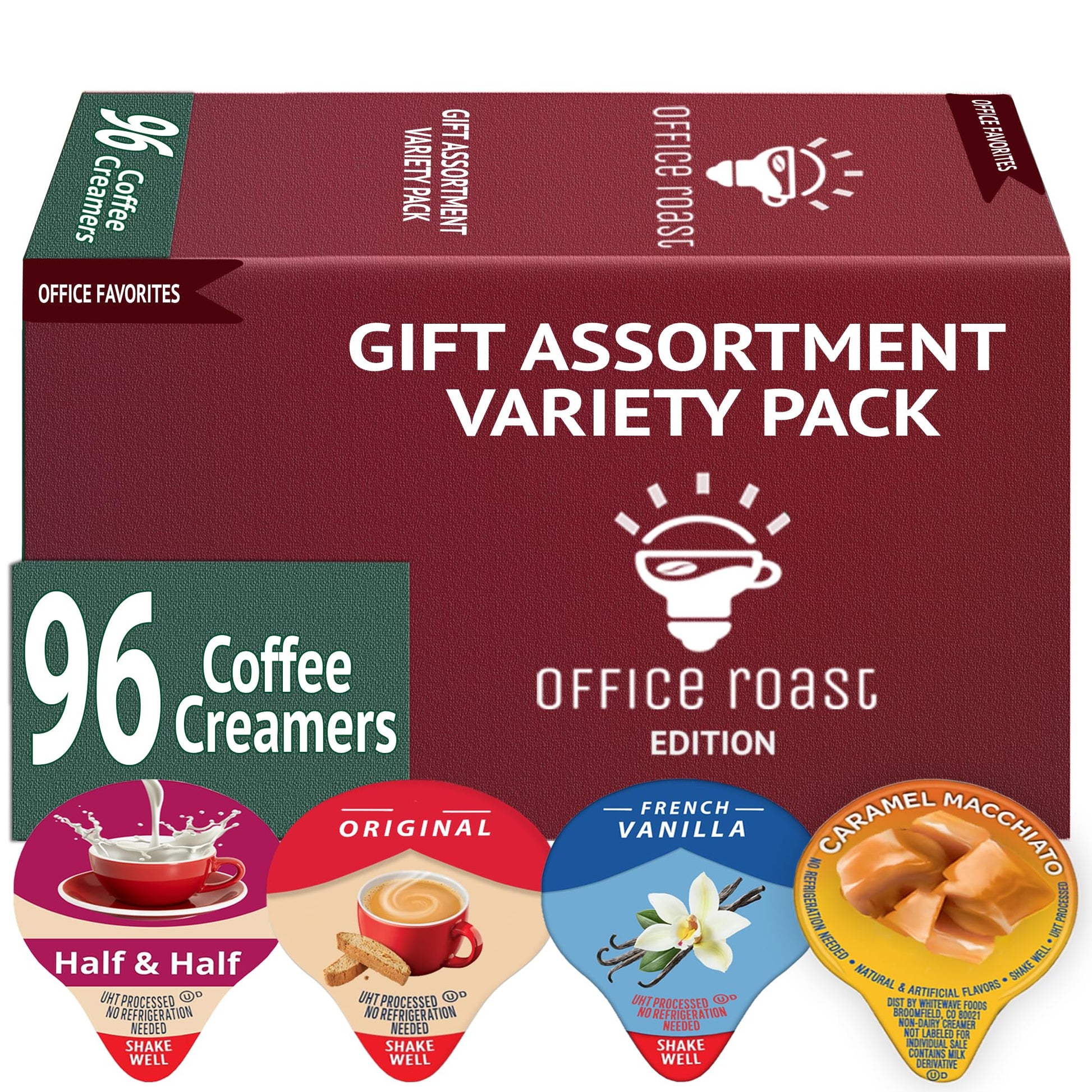 Variety Pack Creamers Liquid Creamer Singles Coffee Cream Original  French Vanilla  Half-Half & Caramel Macchiato - No Refrigeration - Box Of 96