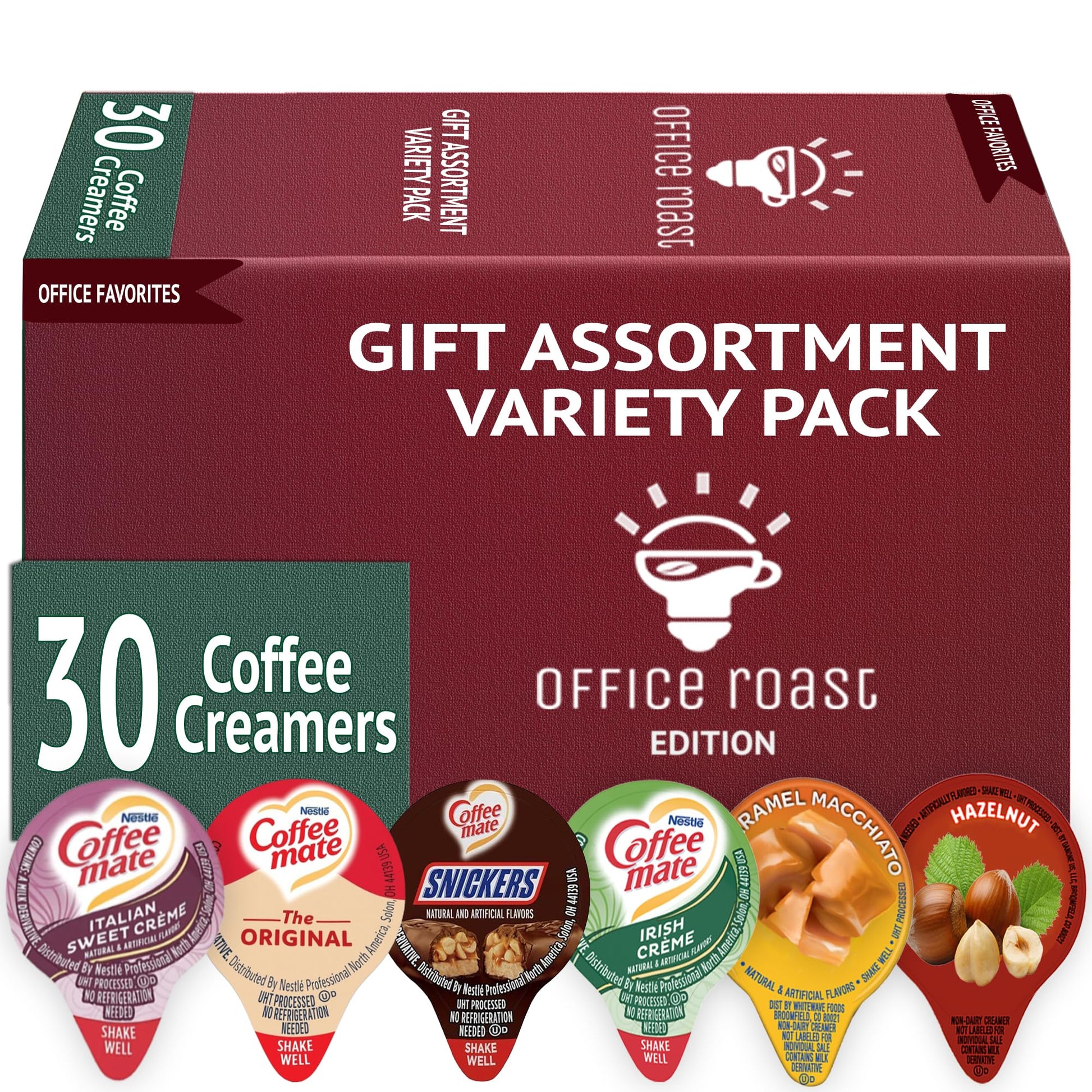 Variety Pack Creamers Liquid Creamer Singles | Gift Assortment Box | Coffee Cream | Snickers, Italian Sweet, Original, Hazelnut,