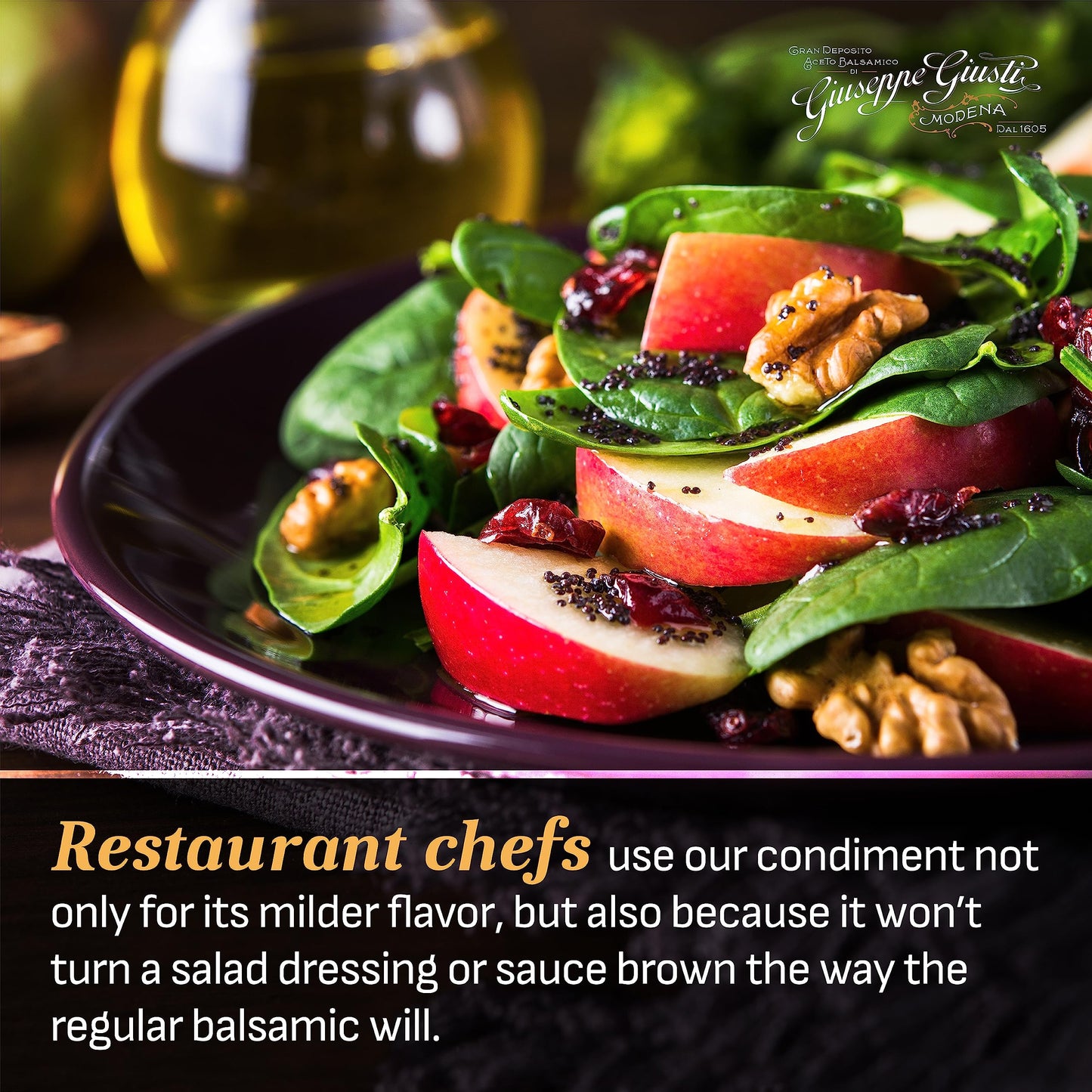 Giusti White Balsamic Vinegar Dressing - 8.45 Fl Oz - Balsamic Vinegar of Modena Yellow - Pack of 1 - Ideal for Salads and Cooking