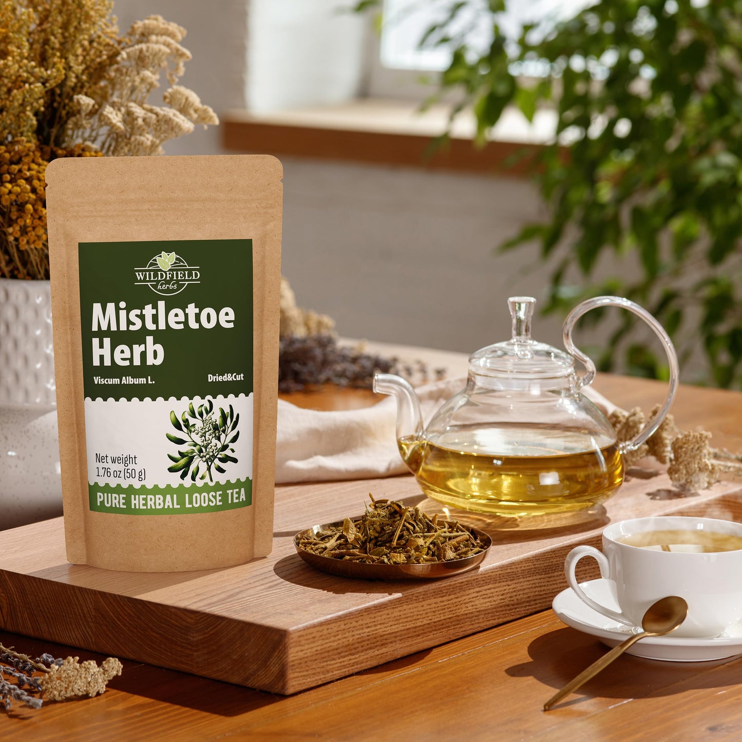 WILDFIELD HERBS Dried Mistletoe Herb Tea - 1.8 oz (50g) Herbal Tea Muerdago