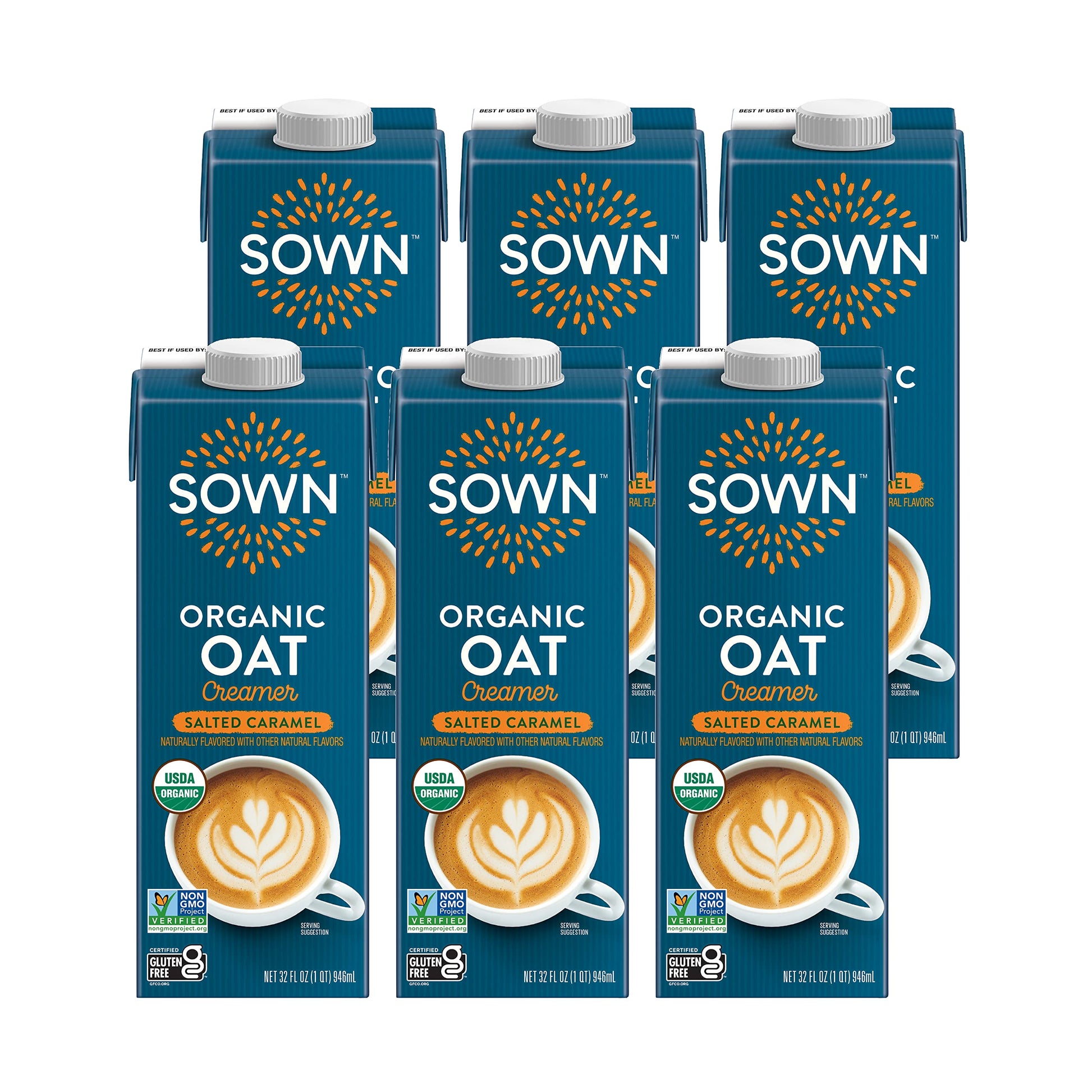 SOWN Organic Oat Creamer Salted Caramel - Barista Oat Milk Non Dairy Coffee Creamer - Plant Based, Dairy-Free, Vegan, Gluten-Fre