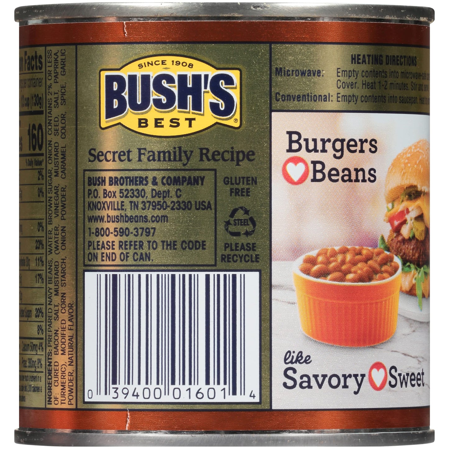 Bush'S Best 16 Oz Canned Onion Baked Beans, Source Of Plant Based Protein And Fiber, Low Fat, Gluten Free, (Pack Of 12)