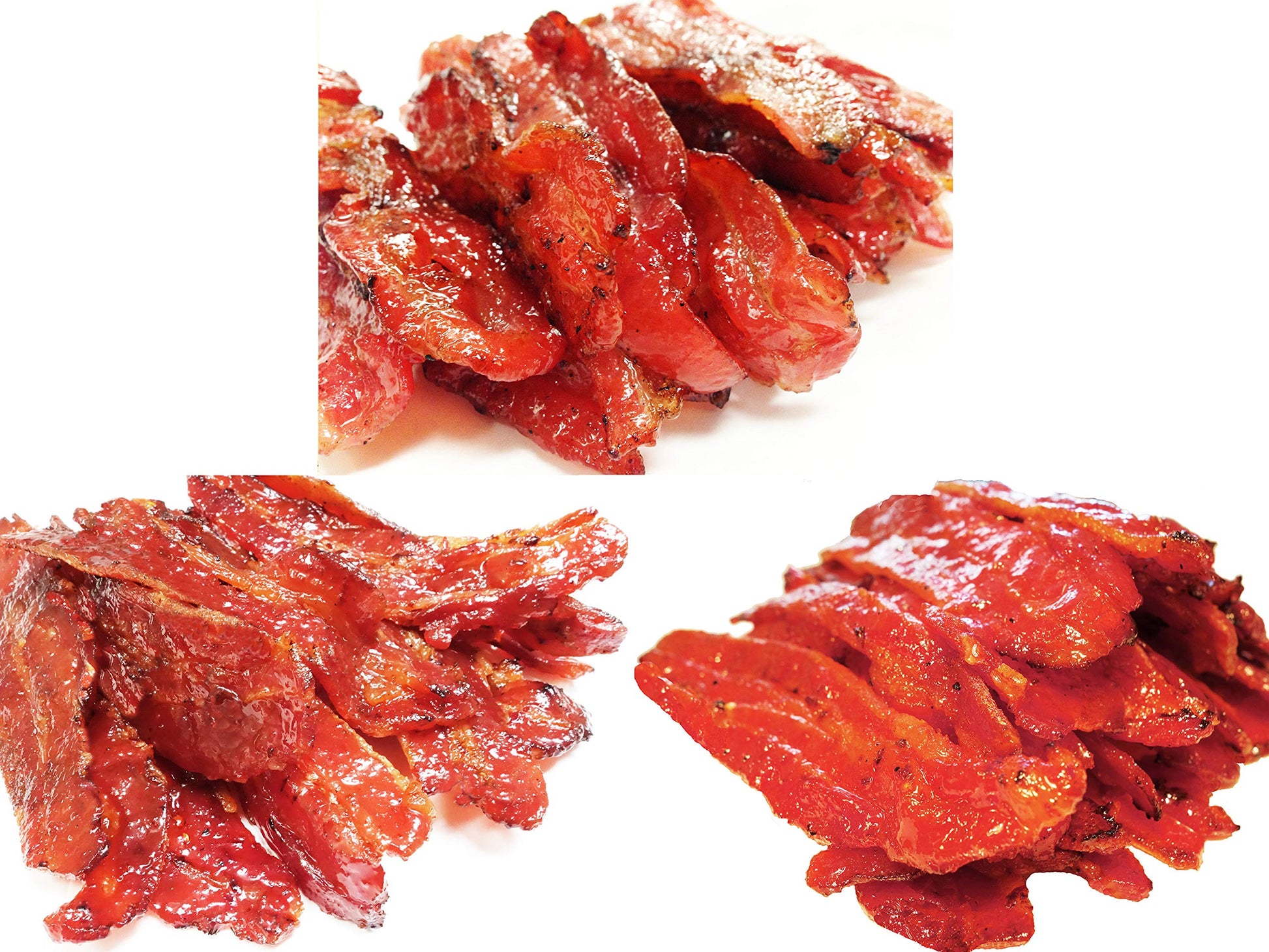 Vp#6 Bacon Jerky 12Oz (Original Flavor Bacon 4Oz, Spicy Flavor Bacon 4Oz, Sriracha Flavor Bacon 4Oz) *Fire-Grilled To Your Order