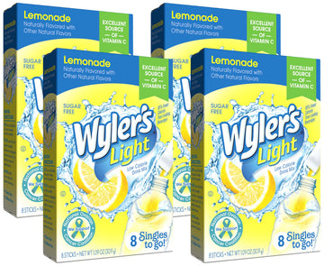 Wyler s Light Singles Water Drink Mix To Go Powder Packets, Lemonade, 8 Count (Pack of 4)