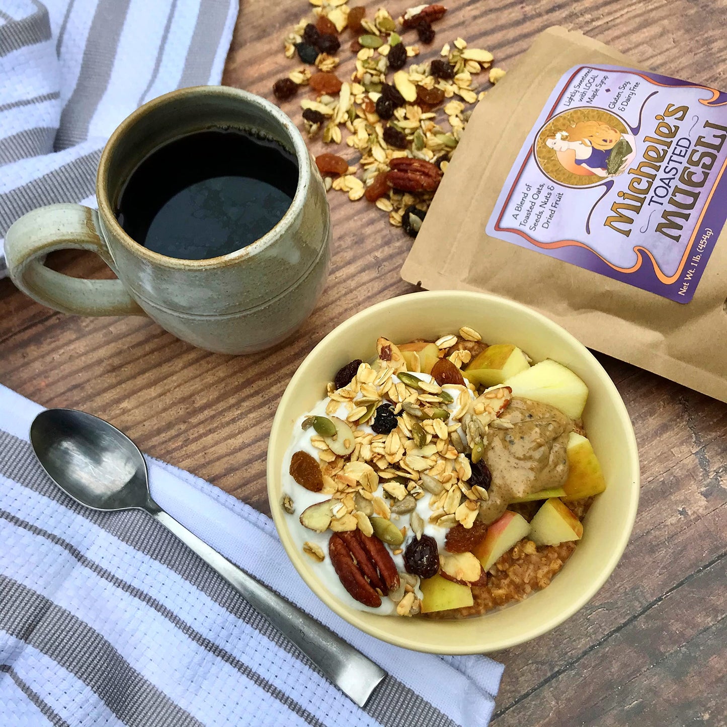 Micheles Granola Muesli, Toasted Muesli, Gluten Free, No Refined Sugar & Non-GMO, 2.25 LB Bulk Bag
