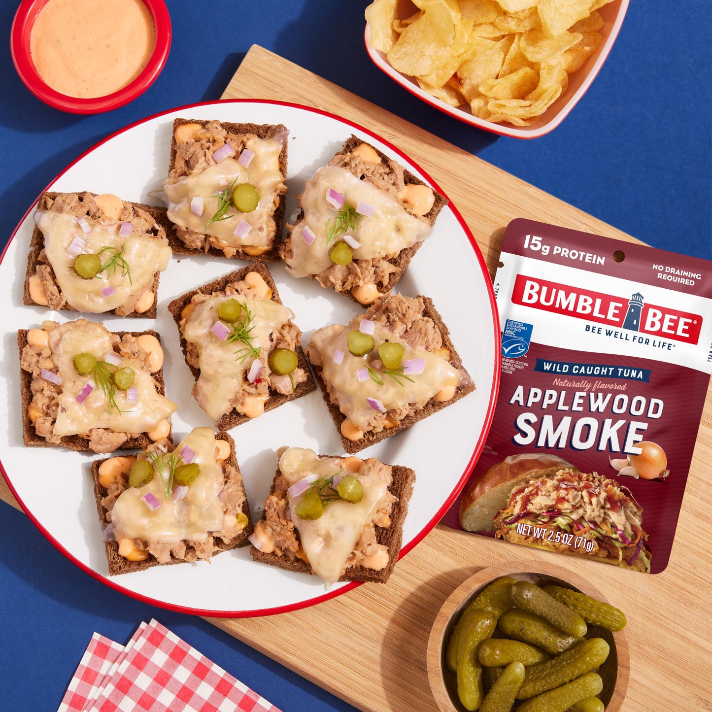 Bumble Bee Applewood Smoke Seasoned Tuna, 2.5 oz Pouches (Pack of 12) - Ready to Eat - Wild Caught Tuna Packet - 15g Protein per