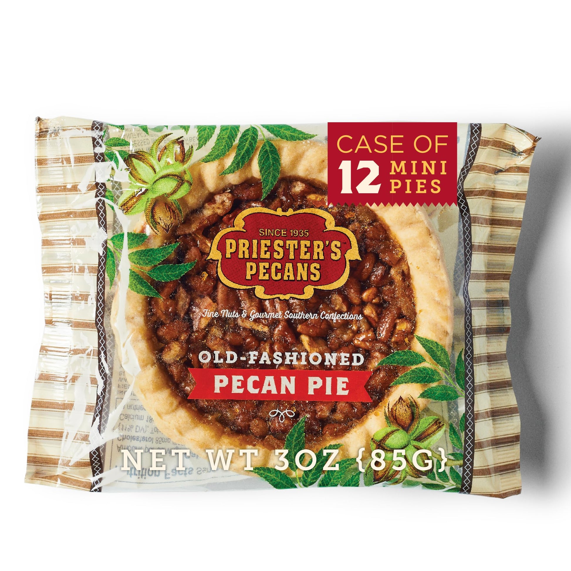 PRIESTERS Mini Old-Fashioned Pecan Pies, Case of 12, 3oz Each, Perfect for Entertaining