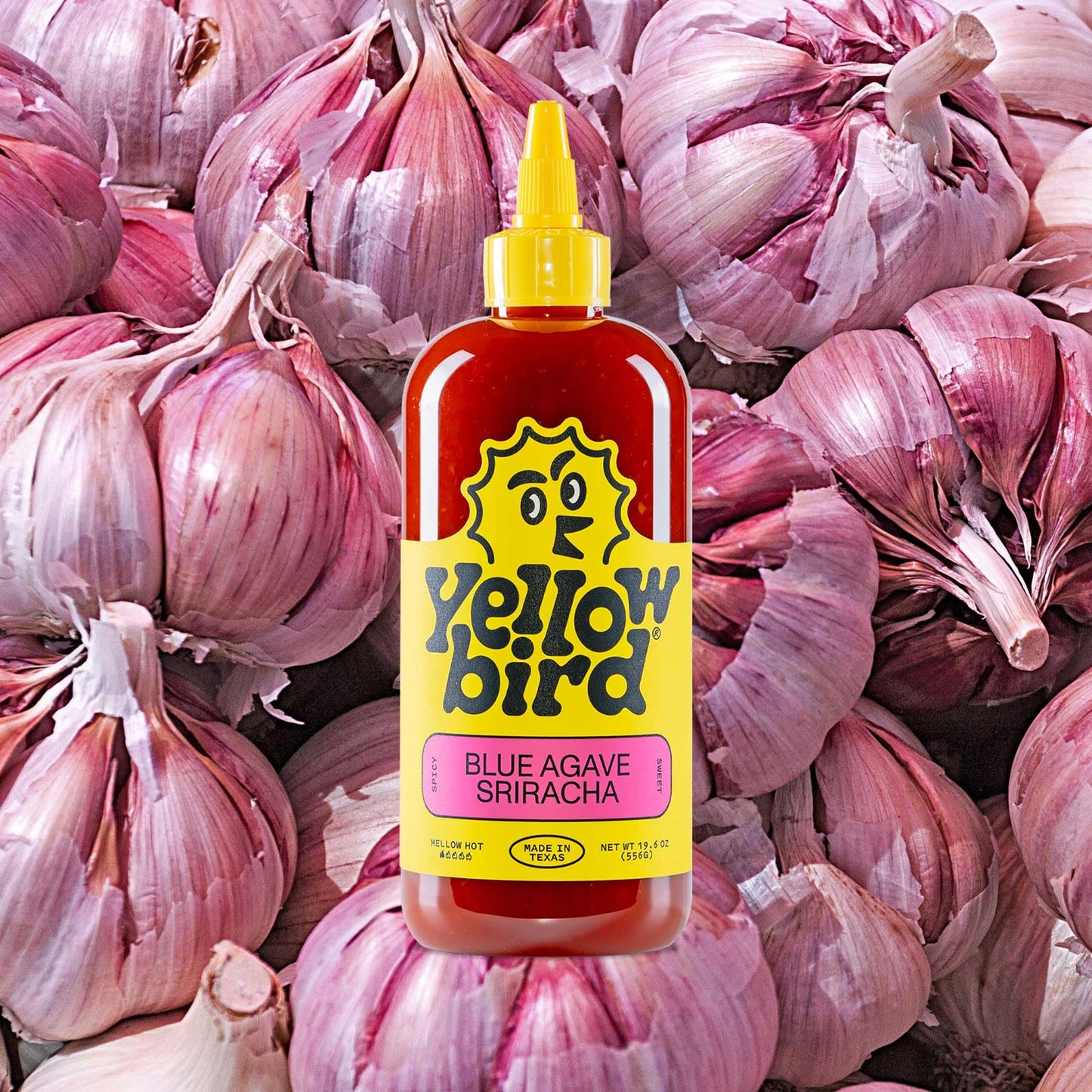 Yellowbird Blue Agave Sriracha Hot Sauce - Jalapeno & Garlic, 19.6 oz, Plant-Based, Gluten Free, Non-GMO, Homegrown in Austin