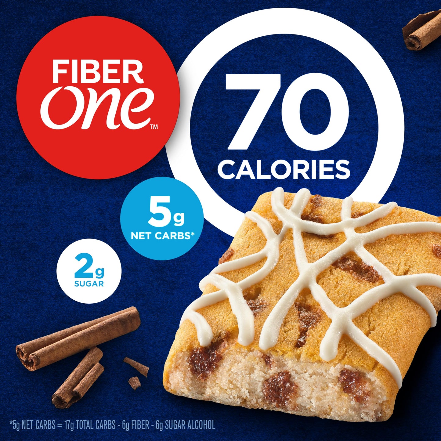 Fiber One Soft-Baked Bars, Cinnamon Coffee Cake, 6 Count (Pack of 8), 70 Calories Each, 5.34 oz Total