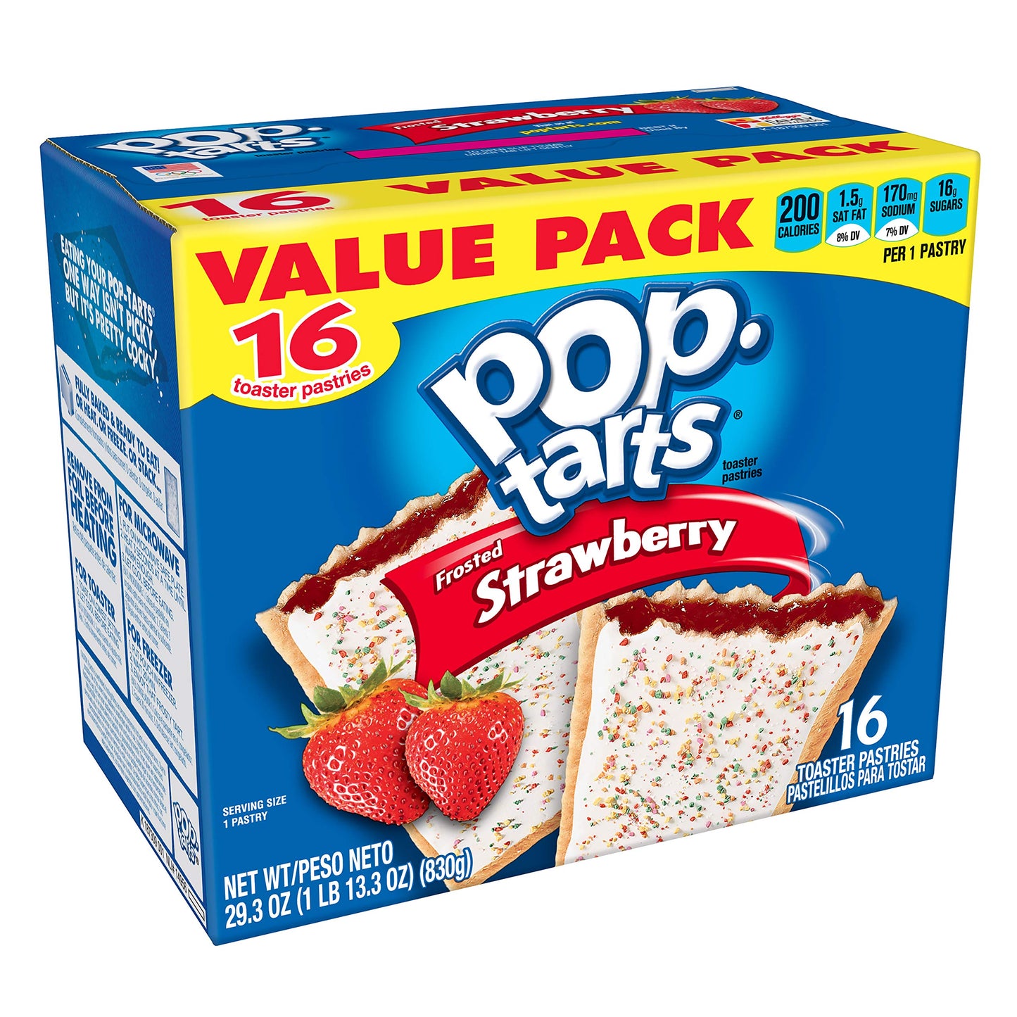 Pop-Tarts Frosted Strawberry Toaster Pastries - 16 Count, 29.3 Ounce Value Pack