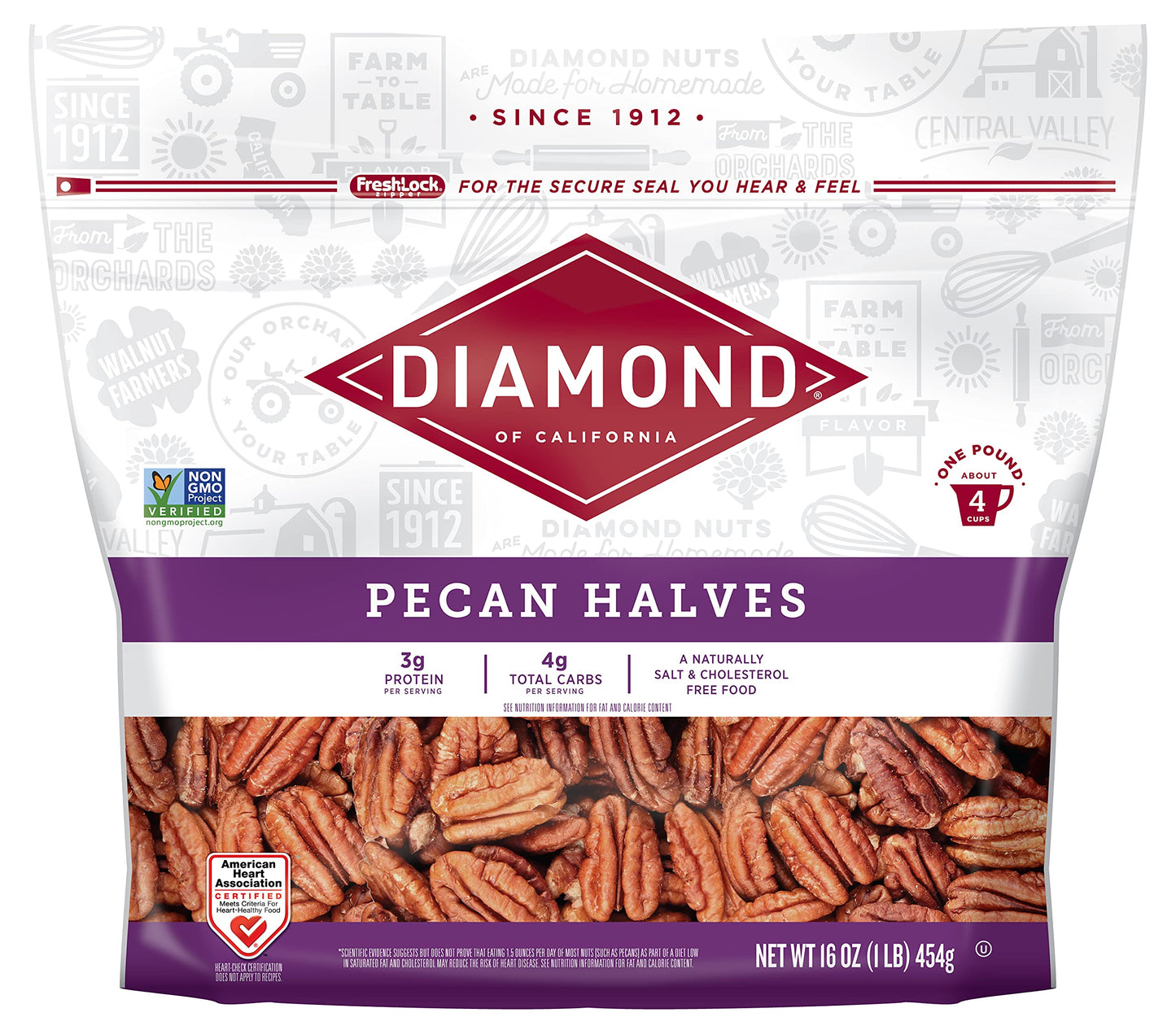 Diamond Of California Pecans Halves, 16 Oz (6 Pack)