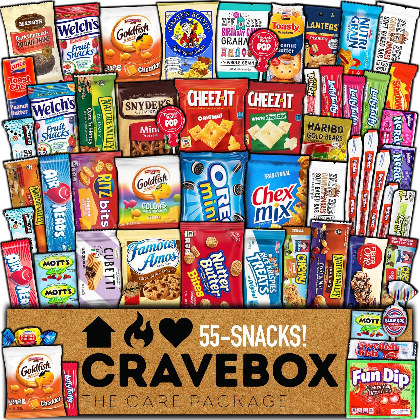 CRAVEBOX Snacks Box Variety Pack Care Package (55 Count) Halloween  Gift Basket Boxes Pack mature-themeds Kids Grandkids Guys Girls Women Men Boyfriend Candy Birthday Cookies Chips Teenage Mix College Student Food Sampler Office School