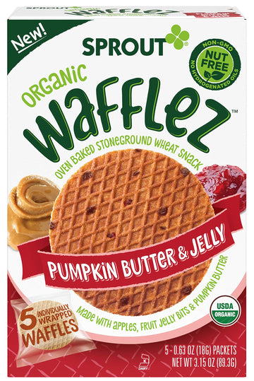 Sprout Organic Pumpkin Butter & Jelly Wafflez Baby Food, 0.63 Oz, 5 Ct