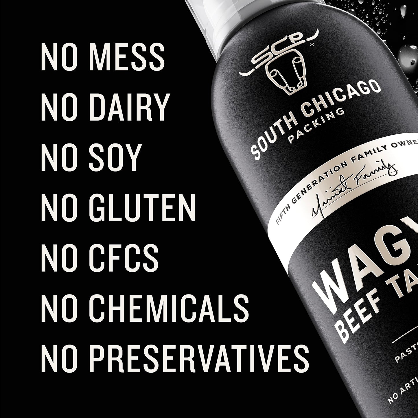 South Chicago Packing Wagyu Beef Tallow Spray  Umami-Rich  Flavorful  Perfect for Sauteing  Stir-frying and Grilling  Nonstick Cooking Oil  7 Fl Oz