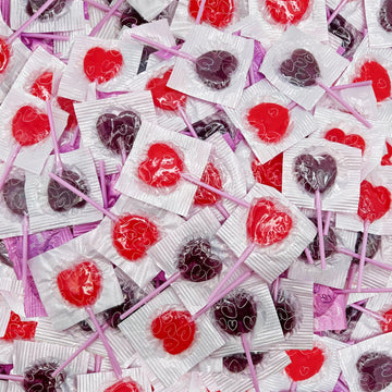 Valentine'S Day Heart Shaped Lollipops (2 Pound Bag - Approx. 100 Count), Cherry And Blue Raspberry Flavored Candy