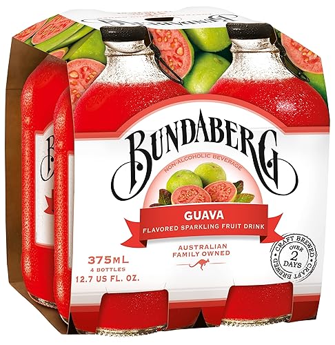 Bundaberg Sparkling Guava Fruit Drink, 12.7 Fl Oz (Pack of 4) - Refreshing Beverage, Perfect for Parties and Gatherings