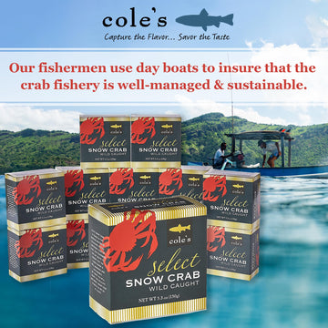 Coles Snow Crab Meat - Wild Caught, High in Protein & Omega 3 - 5.3 oz Can